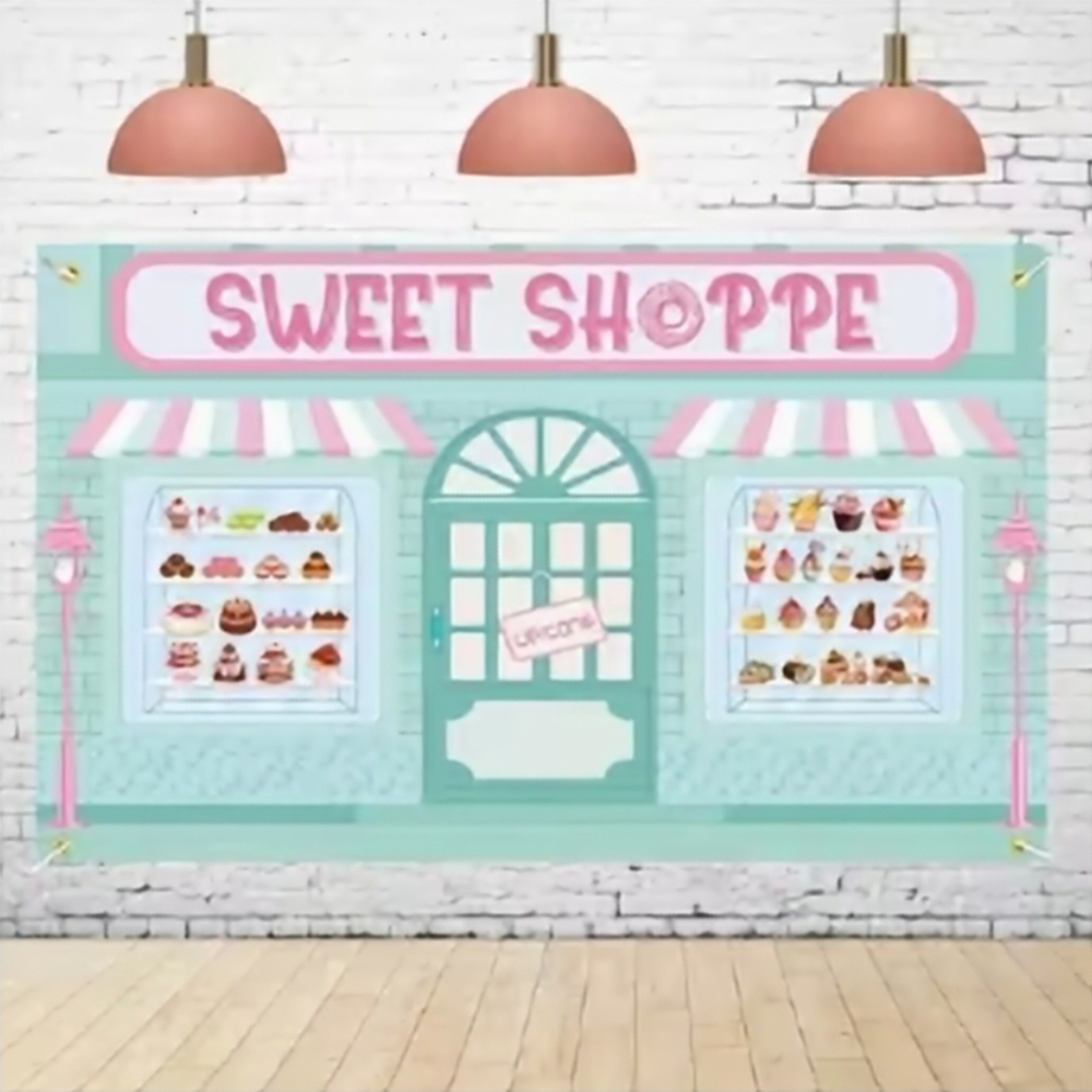 Sweet Shoppe Party Backdrop - Pink & Teal Home Party Supplies New 70" x 43"